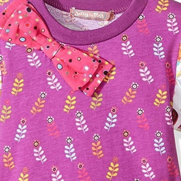 Jelly The Pug Dress Girls Floral Bow Knit 2T New - Picture 4 of 7